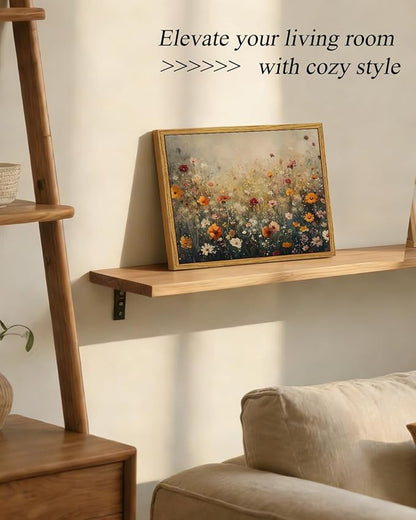 InSimSea Framed Canvas Wall Art, Vintage Flower Wildflower Prints Wall Decor for Living Room, Small Retro Landscape Painting Farmhouse Decorations for Bedroom Bathroom Shelf Gift, 8x10inch