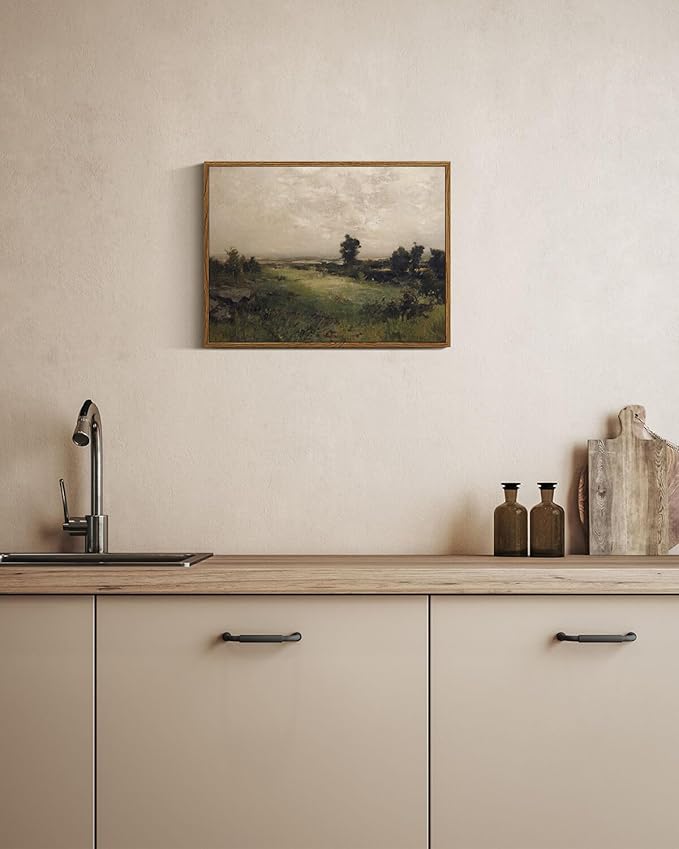 InSimSea Framed Canvas Wall Art Vintage Decor, Wilderness Landscape Painting Pictures for Bedroom Wall Decor, Vintage Wall Art for Living Room, Farmhouse Dining Room Decorations, 12