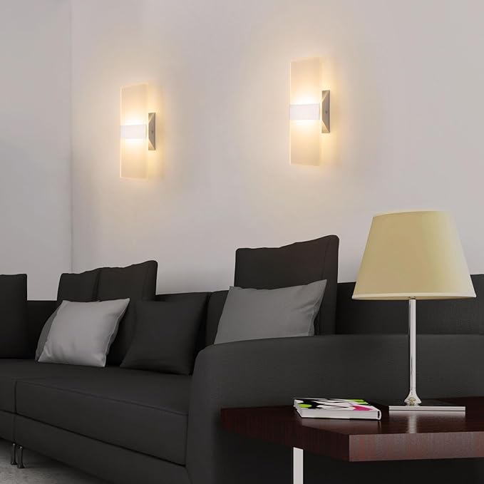 ChangM LED Wall Sconce Modern Wall Light Lamps 12W Warm White Up and Down Indoor Acrylic Lighting Fixture for Living Room Bedroom Hallway Conservatory Home Room Decor Not Dimmable No Plug(3 Pack)