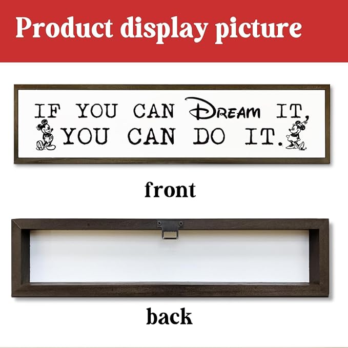WKYAER Inspirational Decor, Farmhouse Wall Decoration, Tabletop Decors, Motivational Signs for Home Office Bedroom Decor, Decorative Signs and Plaques, If You can Dream It You can Do It Sign