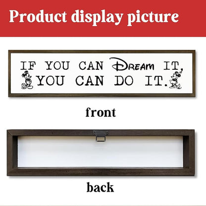 WKYAER Inspirational Decor, Farmhouse Wall Decoration, Tabletop Decors, Motivational Signs for Home Office Bedroom Decor, Decorative Signs and Plaques, If You can Dream It You can Do It Sign