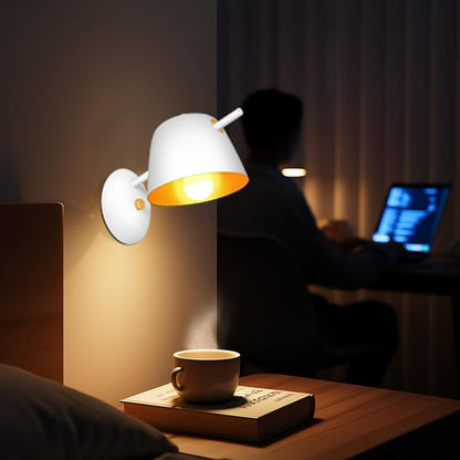 Kawell Modern Metal Wall Sconce Light Fixture Hardwired Indoor Night Light for Bedroom Living Room Kitchen Study Room, Minimalist White Finish