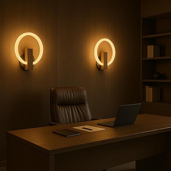 Lamper Lunaris Halo LED Wall Light Hardwired 1 Pack Modern Ring Wall Sconce for Bedroom & Living Room Warm White Indoor Wall Mounted Light Fixture for Hallway, Office & Accent Wall Décor