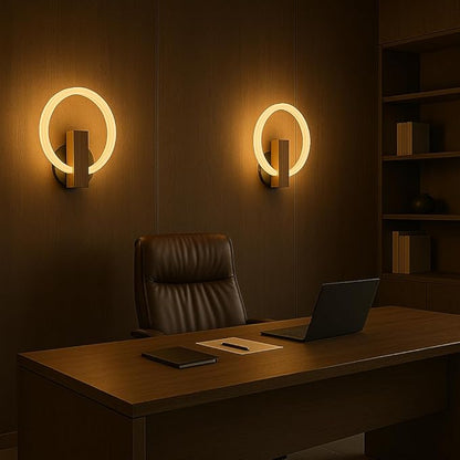 Lamper Lunaris Halo LED Wall Light Hardwired 1 Pack Modern Ring Wall Sconce for Bedroom & Living Room Warm White Indoor Wall Mounted Light Fixture for Hallway, Office & Accent Wall Décor
