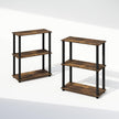 Furinno Turn-S-Tube Storage Shelves Set of 2, 3-Tier Book Shelf, Corner Shelf, Toolless Open Shelves, Square Tubes, for Organization and Storage, Living Room, Garage, Home Office, Amber Pine