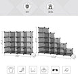 SONGMICS Shoe Rack with 16 Cubes, Interlocking Plastic Shoe Organizer, DIY Storage Cabinet for Closet Entryway Bedroom Garage, Space Saving Design, 12 x 35.1 x 27.2 Inches, Grey ULPC445G02
