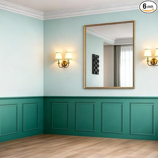 6 Set Accent Peel and Stick Wall Molding Kit Premade Wainscoting Panels Wall Molding Panel White Pre Cut Trim for Walls Picture Frame Decor for Home Decoration (16 x 24 Inch)
