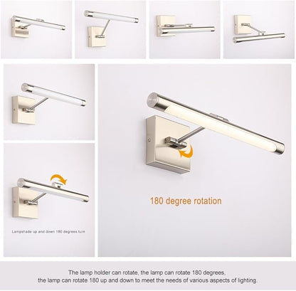 Joosenhouse Single Arm LED Picture Lights 16.53 Inch, Full Metal Artwork Lamp with Rotatable Sconces Lamp Head, 7W (45W Eqv.), Hardwired Connection, 3000K Warm White 560Lm, Brushed Nickel Finish…