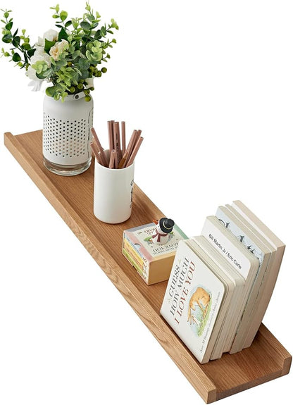 Oak Floating Shelves Natural Wood Wall Mounted Display Picture Ledge for Home Office Living Room Bedroom Storage 6X32 Inch