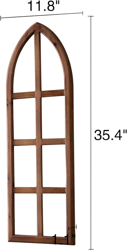 Sintosin Rustic Arch Window Frames for Wall Decor Living Room 12 X 36 Inch, Hanging Burning Finished Wooden Farmhouse Window Frame above Bed Wall Art, Handmade Vintage Wall Decor for Kitchen Hallway