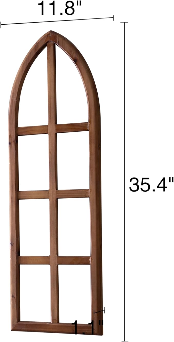 Sintosin Rustic Arch Window Frames for Wall Decor Living Room 12 X 36 Inch, Hanging Burning Finished Wooden Farmhouse Window Frame above Bed Wall Art, Handmade Vintage Wall Decor for Kitchen Hallway