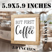 Wood Coffee sign But First Coffee Humorous Coffees Plaque Handmade Wooden Sign For Home Office Kitchen Decoration Rustic Cafe Bar Decor Funny Wall Art Ideal Gift For Coffees Lover 5.9x5.9 inches