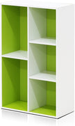 Furinno LUDER Book Shelf, 5-Cube Bookshelf, Reversible Bookcase, 9.4 x 19.5 x 31.5, for Living Room, Bedroom, Home Office, White/Green