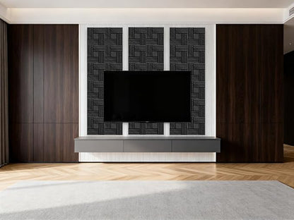 WoveN SounD Artisan Acoustic Wall Panels, 16 Pack 12x12 Inch, Wood Veneer Carved Sound Proof Wall Decor, Self-Adhesive for Home, Studio, Office & Focus Zones, Metre, Black Oak
