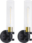 Wall Sconces Set of Two, Bathroom Sconces with Clear Glass, Hardwired Sconces Wall Decor Set of 2, Modern Wall Lights for Living Room Mirror Bedroom Hallway Kitchen (Gold and Black)