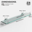 24 Inch Glass Bathroom Shelves,Chrome Polished Floating Shelves for Wall Rectangular Modern Stainless Steel Glass Shelf for Bathroom Shelves Wall Mounted