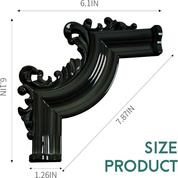 French Style 3D Floral PVC Panels - 6.1INx6.1IN.Self-Adhesive Corner Molding for DIY Wainscoting & Furniture Decor (2PCS,White) (Black)