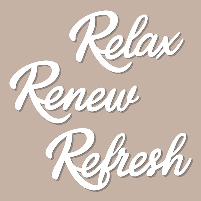 3 Pieces Bathroom Decor Wooden Bathroom Sign,Relax Renew Refresh Sign (White)