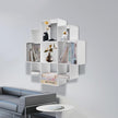 Wall Mounted Book Shelf 3-Tiers 9 Compartment Geometric Bookshelf Decorative Display Open Shelves Floating Shelf Bookcase Holds up to 66.1 lbs (White)