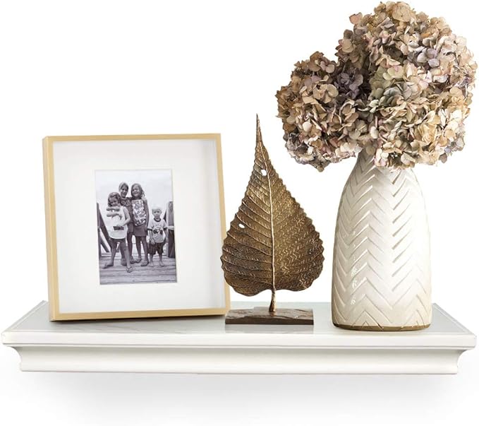 AHDECOR White Floating Shelves Wall Mounted, Deeper Wall Storage Shelf for Home Décor, Super Sturdy, Easy to Install, 24” Wide, 7.75” Deep