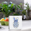 Funny Easter Decorations Easter Table Decor Egg Bunny Decor Blue And White Chinoiserie Decor Wooden Box Sign for Home Office Bedroom Living Room Desk Shelves