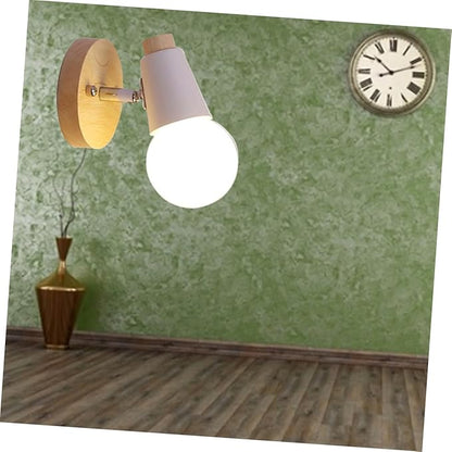 Minimalist Modern Solid Wood Wall Sconce Socket White Wall Light Fixture for Living Bedroom Dining Study Bathroom Decor