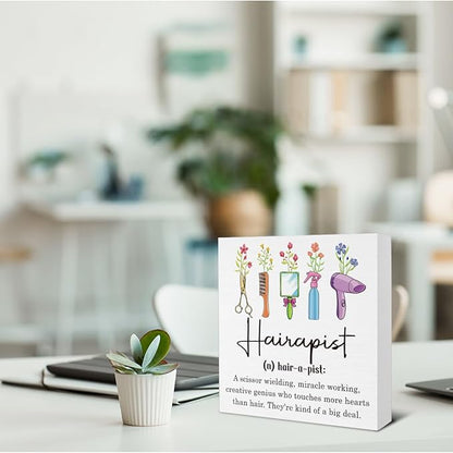 Hairstylist Gifts for Women - Hair Salon Decor - Hairdresser Gifts Wooden Sign Home Hair Salon Barbershop Desk Table Shelf Wall Decor - 5 x 5 Inches