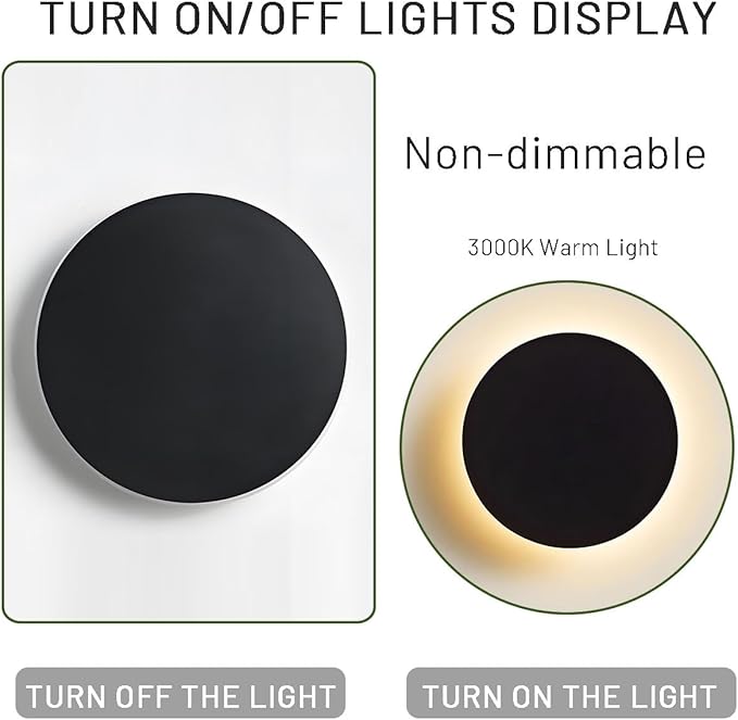 Modern LED Wall Sconces, 3000K Warm White Round Disc Shape LED Wall Light, Minimalist Indoor Mounted Lamp for Bedroom, Bathroom, Living Room, Hallway, Corridor