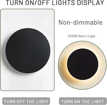 Modern LED Wall Sconces, 3000K Warm White Round Disc Shape LED Wall Light, Minimalist Indoor Mounted Lamp for Bedroom, Bathroom, Living Room, Hallway, Corridor