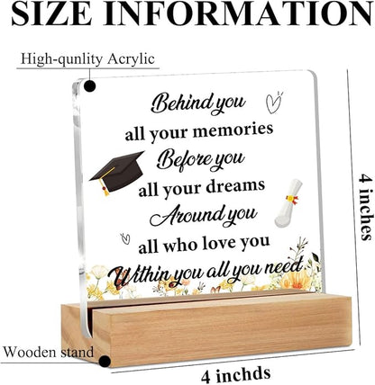 Graduation Gifts for College Seniors Masters Doctor Acrylic Sign with Wood Stand, Graduation Decorations Congratulations Graduation Bedroom Living Room Desk Cubicle Table Shelf Decor