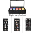 Ikee Design Wall Mounted Wooden Collectible Display Case 5 Shelf Display Storage Accessories with Tempered Glass Door, Black Color