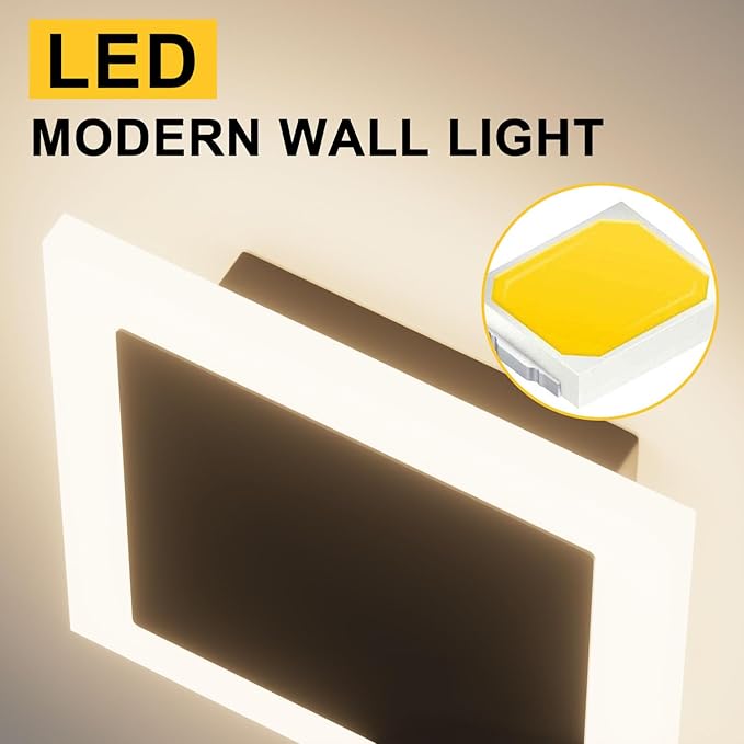 2 Packs LED Wall Light Outdoor Indoor Modern Wall Sconce Mini Sconce Outdoor Wall Lights Aluminum Waterproof Black Wall Mount Light LED Wall Sconces Warm White 3000K (Square)