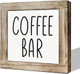 Coffee Bar Sign and Decor Set - Wooden Box Signs for Home, Farmhouse Wood Table Decor, Country Style Cafe Decoration