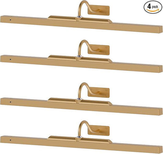Picture Lights for Wall Brass,6000mAh Battery Operated Art Frame Lighting,Cordless Wireless Remote Dimmable Wall Light for Over Picture Poster(24 in, 4 Pack)
