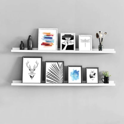WELLAND Picture Ledge, Photo Ledge, Floating Ledge Wall Shelves, 48-inch, Set of 2, White