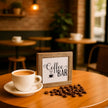 Coffee Bar Decor, Rustic Coffee Bar Wooden Box Signs, Rustic Wood Signs for Kitchen Cafe Bars, Square Wood Block Sign Table Decor, Freestanding Home Decoration 5.9×5.9 inch
