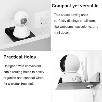 Small Shelf for Wall, 5 Inch, Metal Floating Shelves for Echo, Cameras, Small Speaker, Compatible with Sonos One/Sonos One SL/Echo Spot Wall Mount Shelves (Black 2pcs)