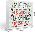 Christmas Decor Christmas Sign Decorations for Home Mistletoe Kisses Xmas Wishes Sign for Home Office Desk Table Cubicle Shelf Xmas Desk Accessories 5 x 5 inch