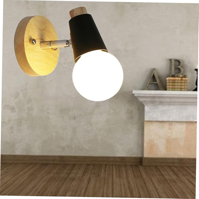Minimalist Black Light Wall Light Fixture E27 Socket Wall Sconce Loft Lighting for Headboard Bathroom Decor