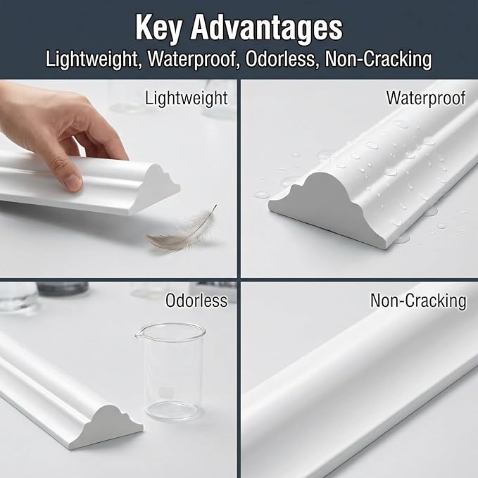 Peel and Stick Wall Molding Kit, 55"x16.5" Pre-Cut Wainscoting Panels, Ready-to-Assemble Self-Adhesive Walltrim for Living Room Bedroom Accent Wall Décor, Paintable & Lightweight Polystyrene