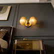 Modern Gold 2 Llight Mushroom Wall Sconces, Globe Spherical Wall Lamp, Mid Century Small Brass Vanity Single Ball Lights Fixture, Contemporary Milk Glass Wall Mounted Lamp for Bedroom Bathroom Hallway