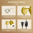 Lightess Plug in Wall Sconce with Switch, Dimmable Wall Lamp Plug in 350° Rotatable, Gold Wall Mounted Light for Restaurants Living Room Bedroom Stairway((Bulb Not Included)