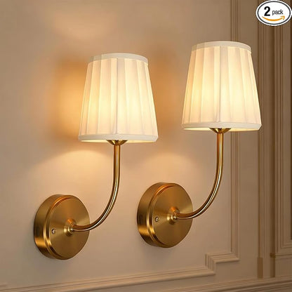 Battery Operated Wall Sconce Set of 2, Dimmable Wireless Gold Wall Lamp with 5200mAh Battery, Rechargeable Wall Sconce Light with Switch and Remote for Living Room, Bedroom, Hallway, Bathroom