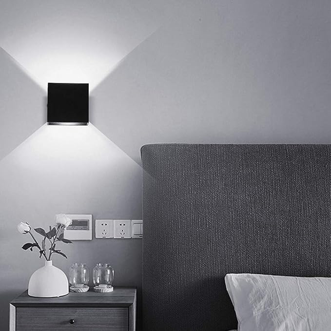 Lightess Mini LED Wall Sconces Dimmable 10W, Modern Wall Lamp Black Up Down Wall Mount Lights Mini Metal for Living Room Hallway Bedroom Decor, Cool White, O1186TP