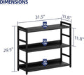 NUMENN Wide Bookshelf, 3 Tier Bookshelves, Home Office Bookcase Shelf Storage Organizer, Free Standing Storage Shelving Unit for Bedroom, Living Room and Home Office, Black