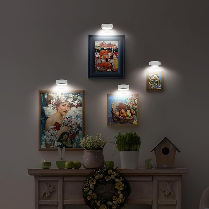 3Pcs Battery Picture Lights, Remote Painting Light for Art Disaplay,Magnetic Wall Picture Light Up/Down Light,Dimmable & Timer, 200LM 3 Lighting for Gallery Dartboard Frame Pictures