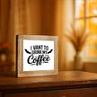 Farmhouse Halloween Signs, Funny Coffee Decor Sign, Funny Halloween Decor for Home Kitchen, Shelves Decors, Kitchen Bar Decors for Tabletop, I Vant To Drink My Coffee Sign 5.9x5.9 inches