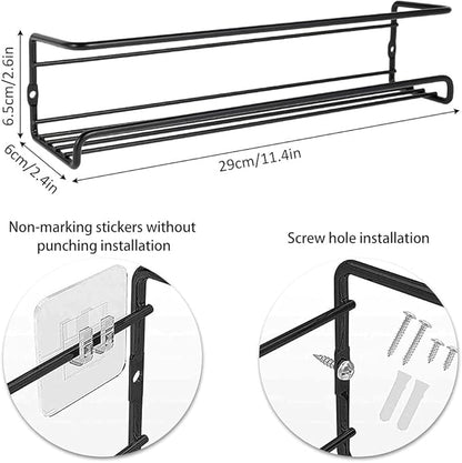 4 Pack Spice Rack Organiser Hanging Spice Shelves Carbon Steel Wall Mount Spice Rack Kitchen Storage Racks Storage Spices and Condiments Spice Jars for Kitchen Cabinet Cupboard Pantry Door