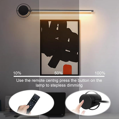Picture Light, Wireless Wall Light, 23.6" Rechargeable Art Display Light, 3 Color Temperature Dimmable with Timer for Gallery Art Frame Lighting - Black