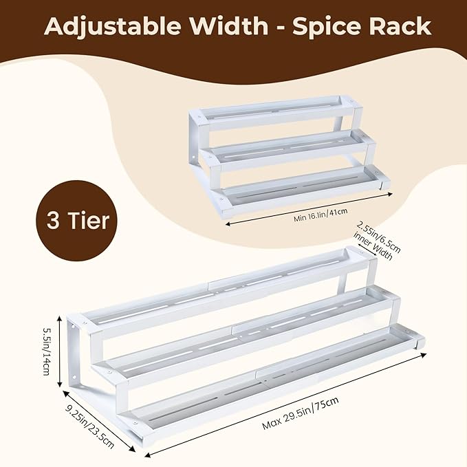 3-Tier Spice Rack Organizer for Kitchen Cabinet or Pantry, 16